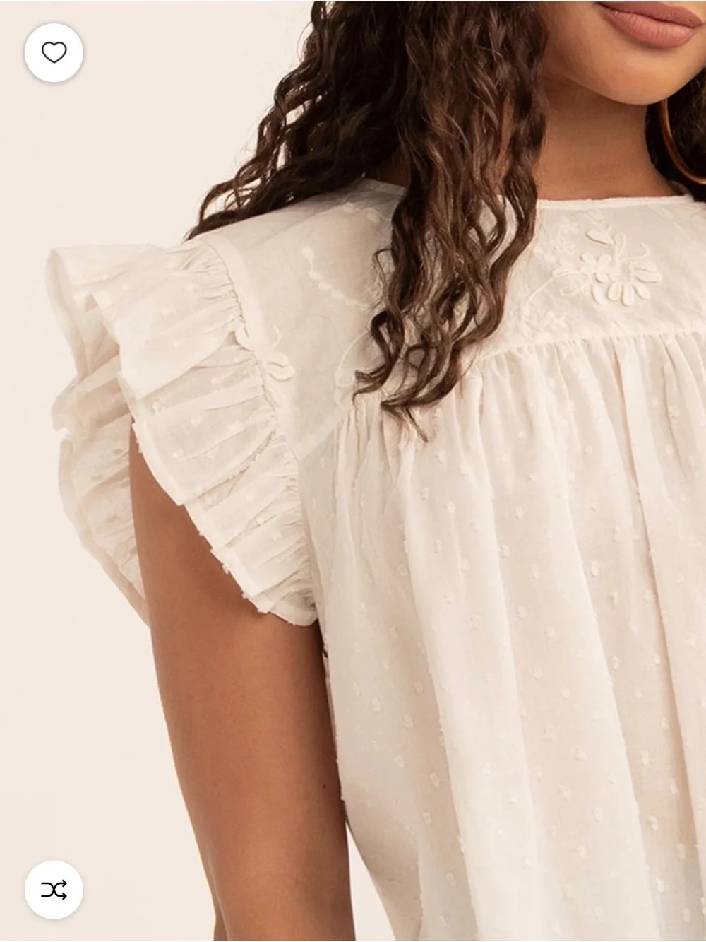 Jessica Simpson Cream Ruffle Sleeve Eyelet Blouse NWT Medium - Picture 3 of 11